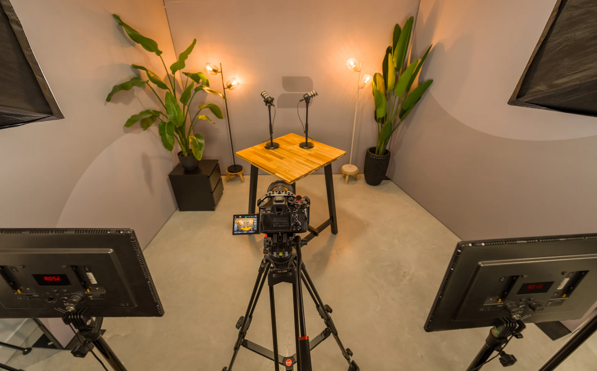 Podcast studio control and recording setup